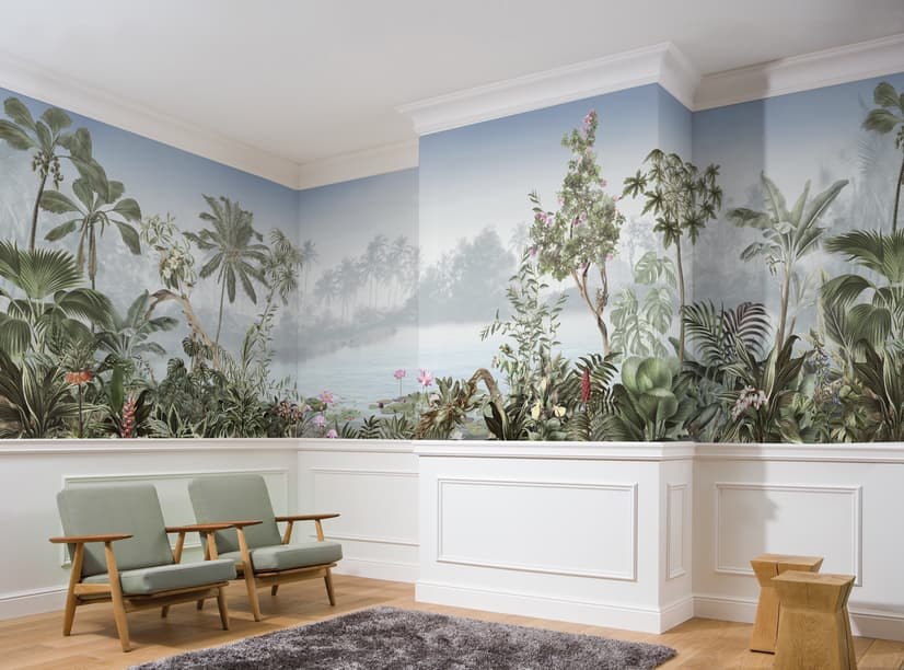 Vintage Forest with Lakescape Wallpaper Mural