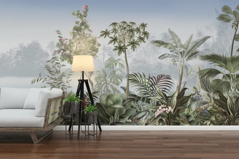 Vintage Forest with Lakescape Wallpaper Mural