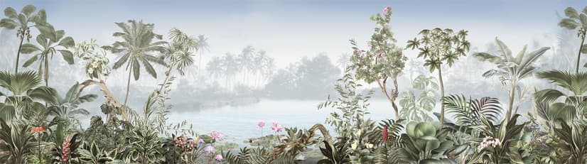 Vintage Forest with Lakescape Wallpaper Mural