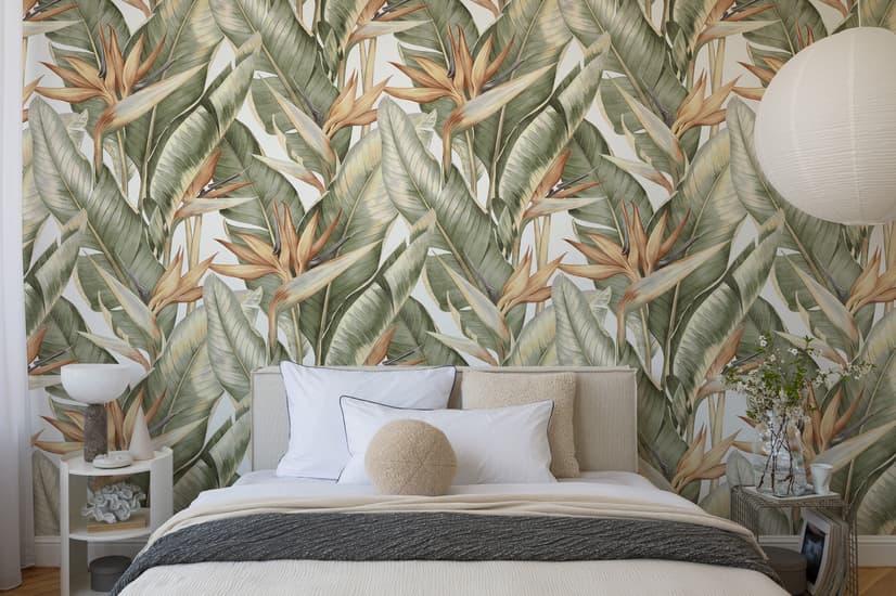 Soft Banana Leaf Pattern Wallpaper Mural