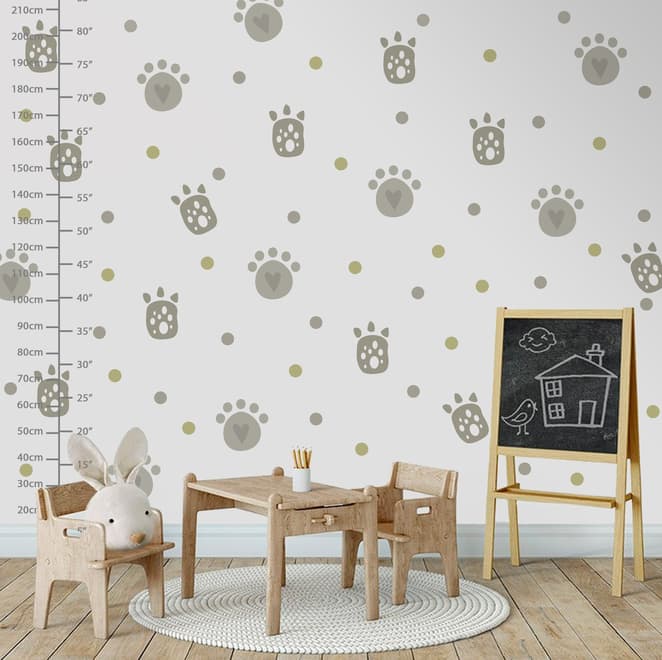 Kinder Graue Katzenpfote mit Tupfen Wandtattoo