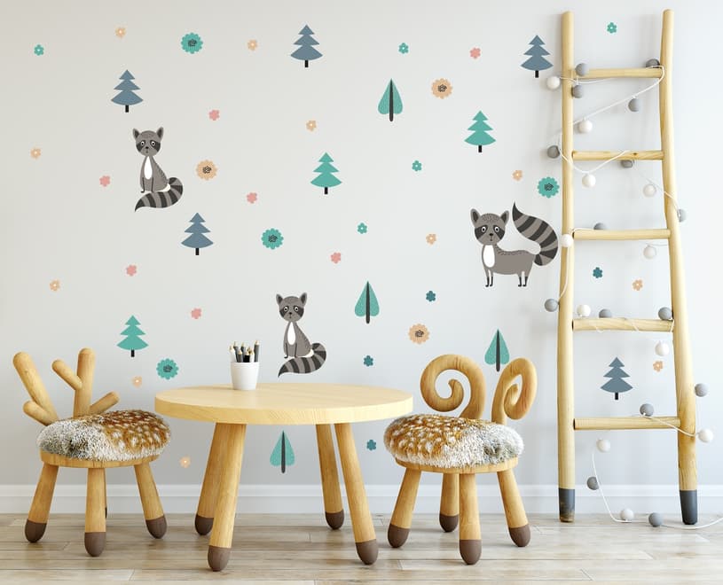 Kids Pine Tree and Little Florals Wall Decal Sticker