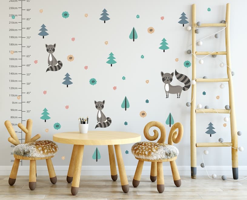 Kids Pine Tree and Little Florals Wall Decal Sticker