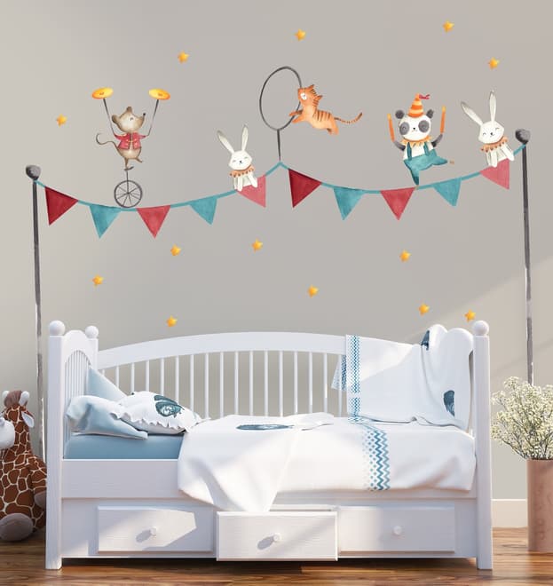 Kids Circus Safari Animals Wall Decal Sticker