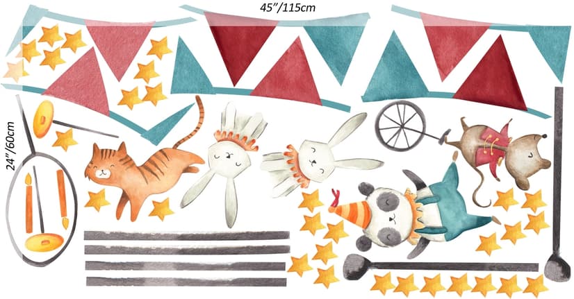 Kinder Zirkus Safari Tiere Wandtattoo