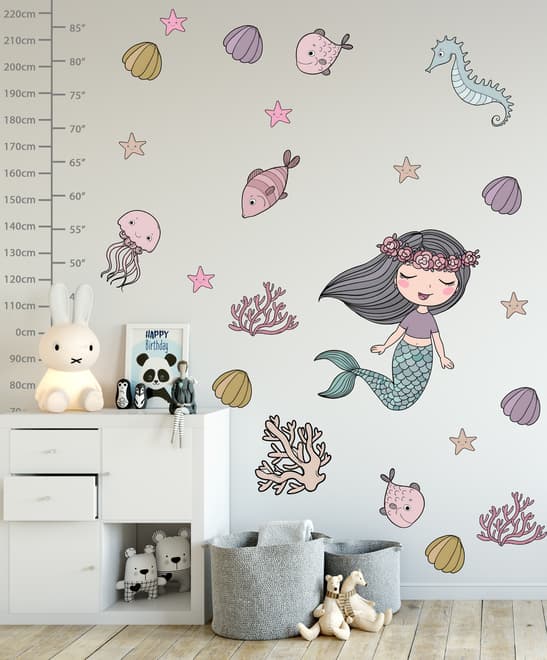 Kids Mermaid Ariel and Underwater Wall Decal Sticker