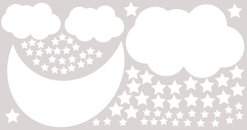 Wandtattoo Weißer Halbmond mit Wolken fürs Kinderzimmer