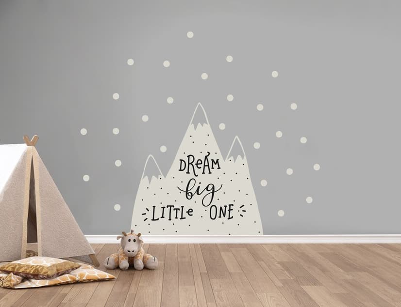 Stickers muraux montagnes grises neige blanche enfants