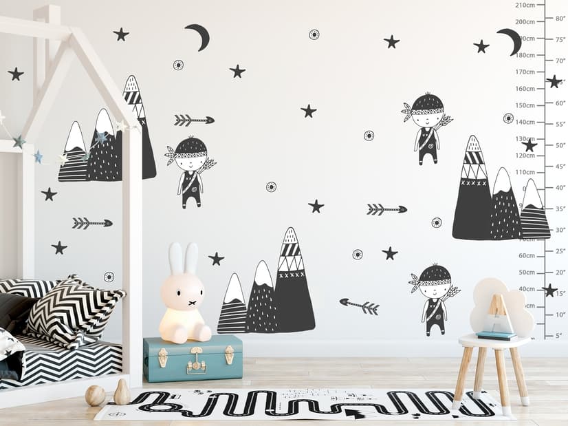 Stickers muraux forêt pour garçons montagnes noires pour enfants
