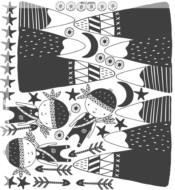 Stickers muraux forêt pour garçons montagnes noires pour enfants