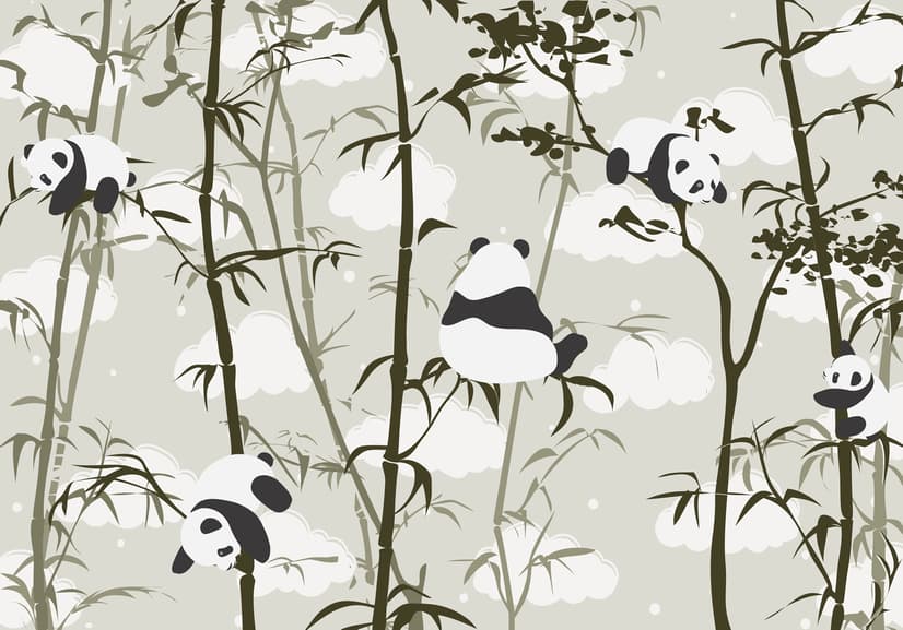 Niedliche Panda mit Bambusbaum Fototapete