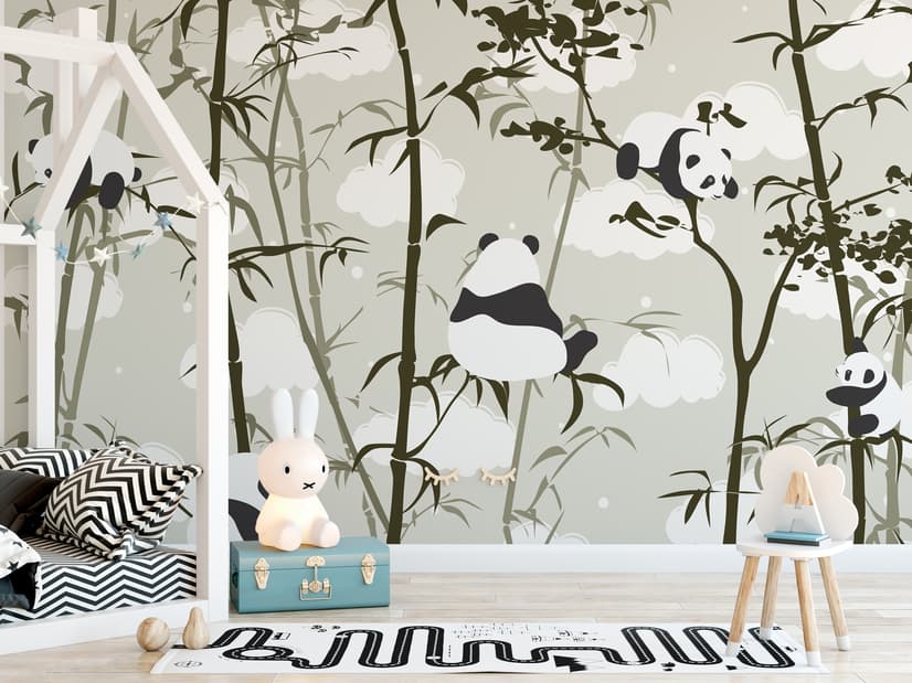 Niedliche Panda mit Bambusbaum Fototapete