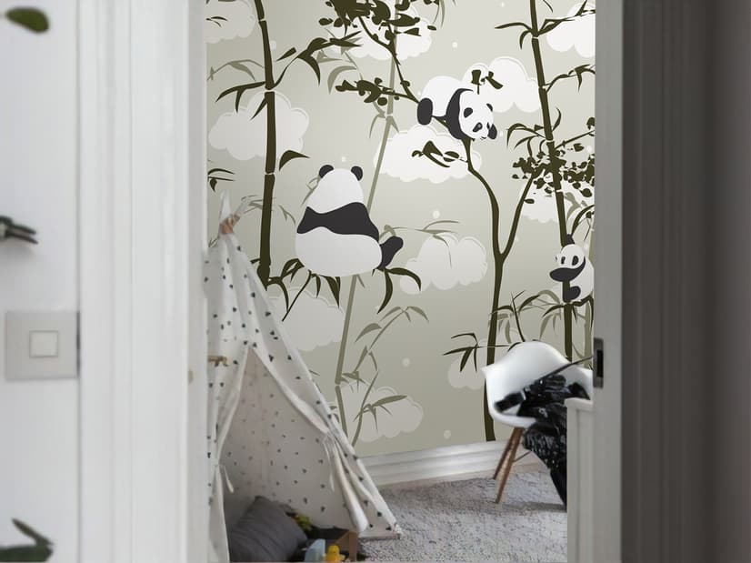 Niedliche Panda mit Bambusbaum Fototapete