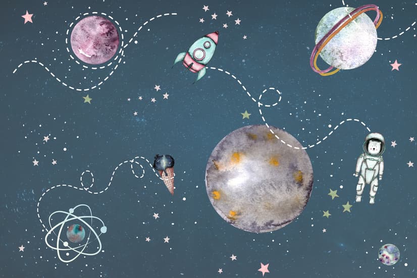 Papier peint espace brillant ours astronaute aquarelle enfants