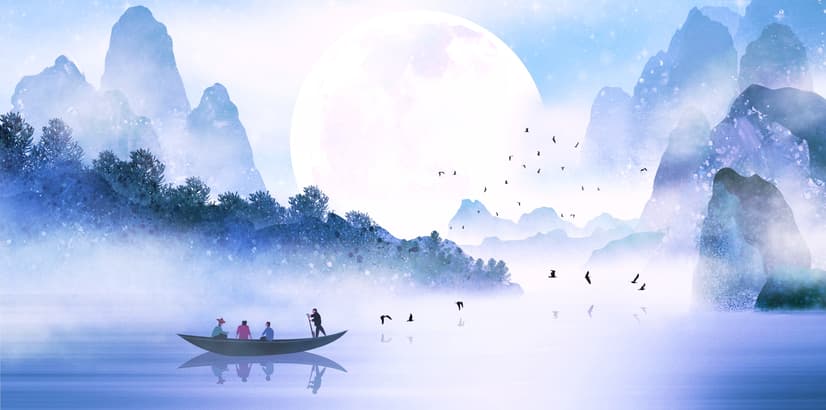 Kids Lakescape with Little Canoe Wallpaper Mural