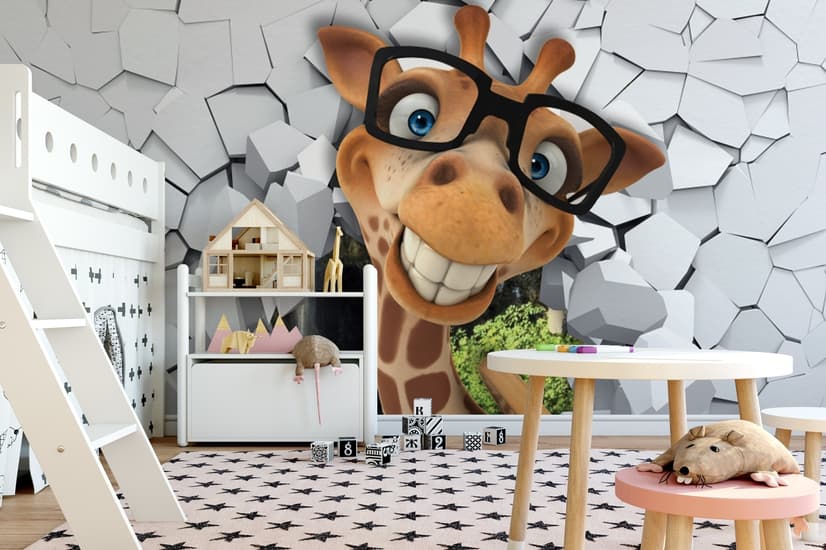 Cartoon Giraffe Wallpaper Mural