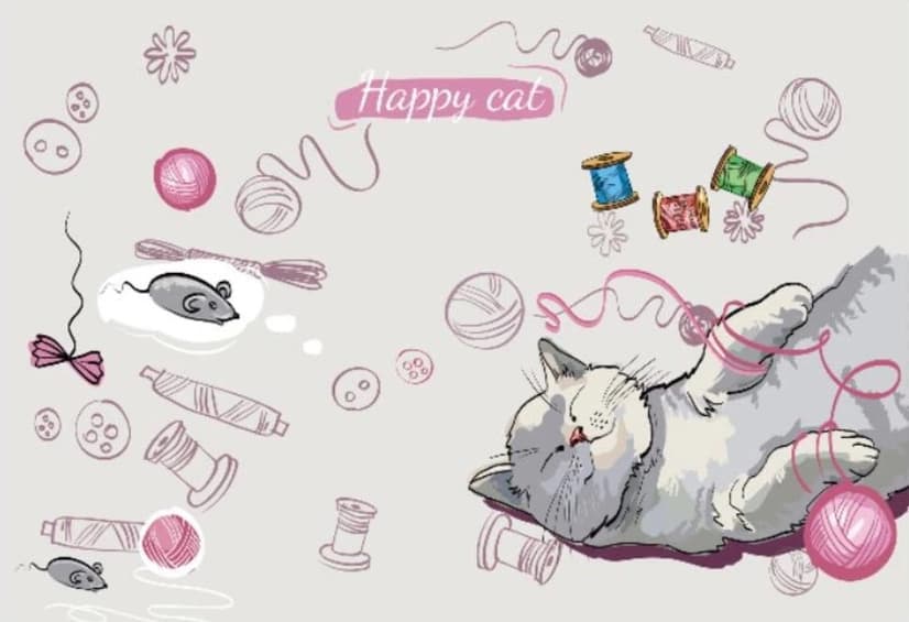 Kids Happy Cat Wallpaper Mural