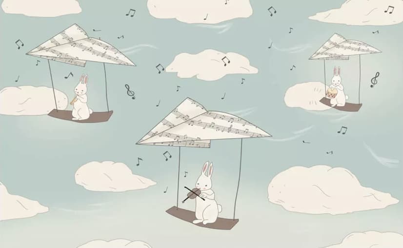 Kids Paper Plane and Animal Wallpaper Mural