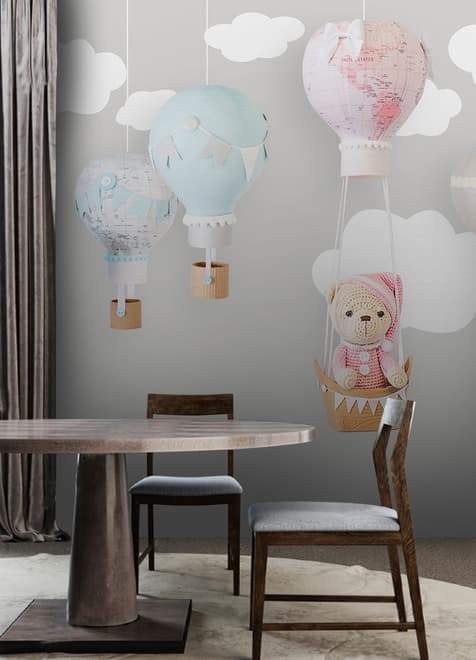 Teddy Bear Clouds and Balloons Wallpaper Mural