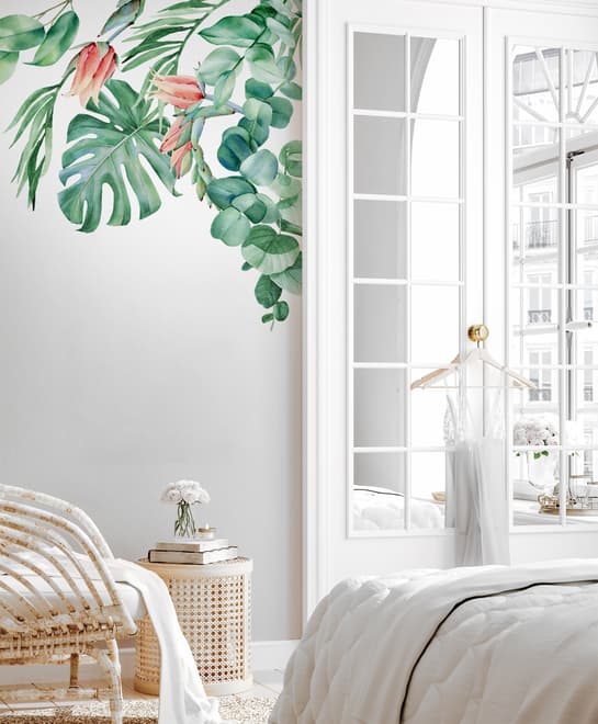 Feuille tropicale avec eucalyptus Stickers muraux Sticker