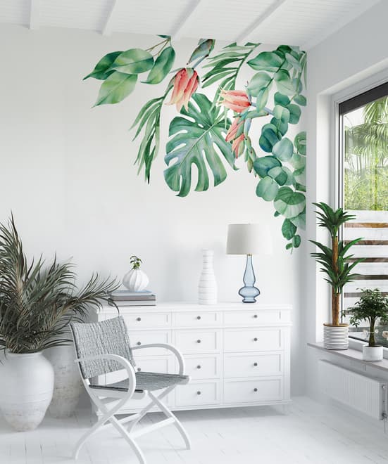 Feuille tropicale avec eucalyptus Stickers muraux Sticker