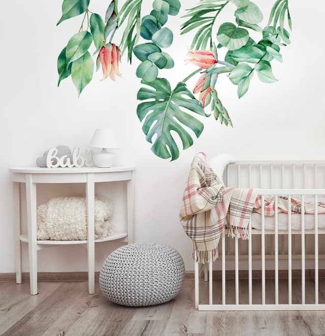 Feuille tropicale avec eucalyptus Stickers muraux Sticker