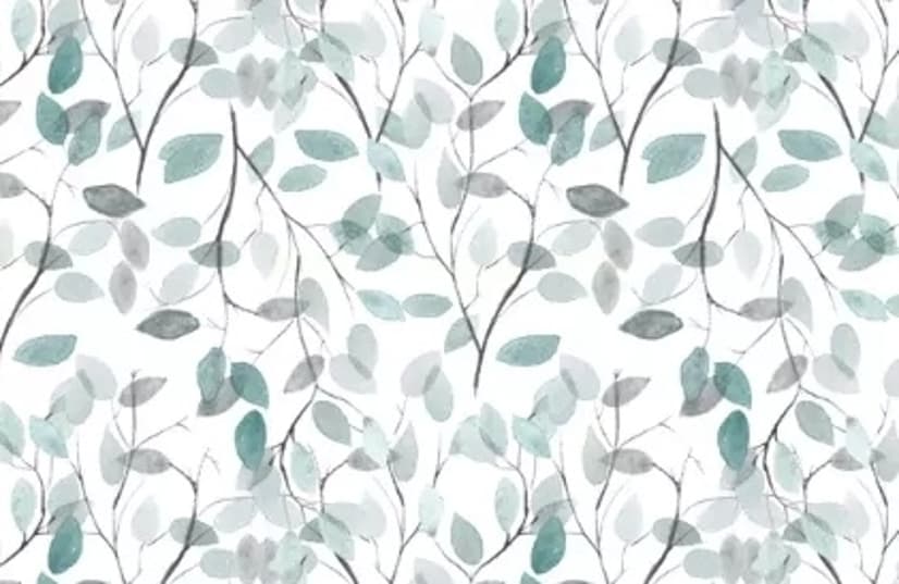 Blue Leaf Pattern Wallpaper Mural