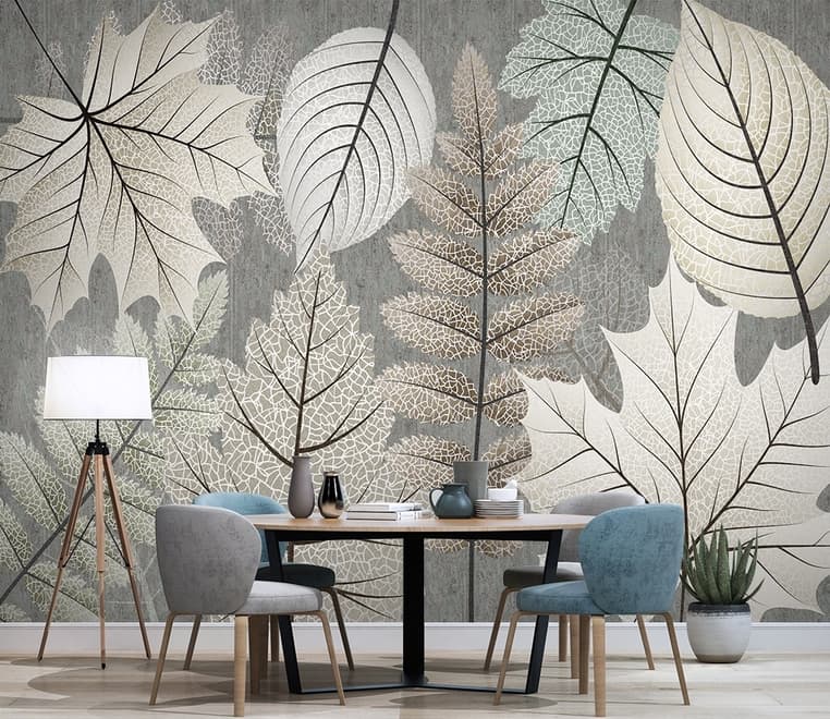 Scandinavian Style Unique Leaves Wallpaper Mural