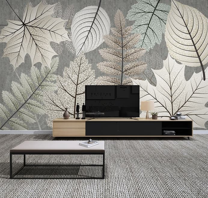 Scandinavian Style Unique Leaves Wallpaper Mural