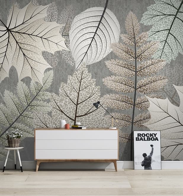 Scandinavian Style Unique Leaves Wallpaper Mural