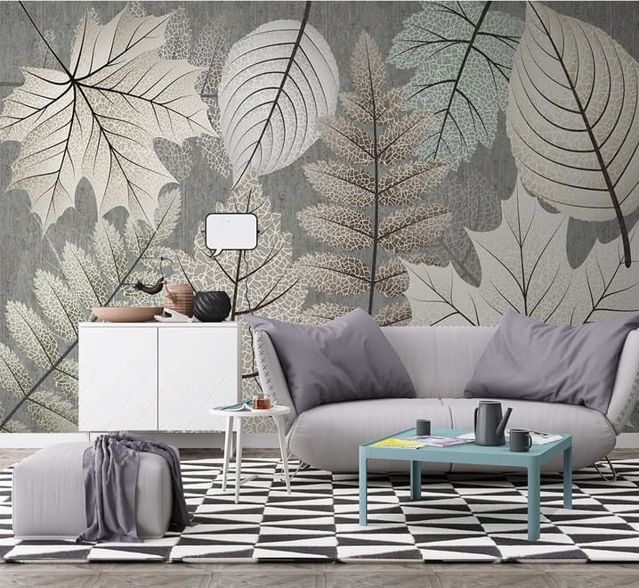 Scandinavian Style Unique Leaves Wallpaper Mural