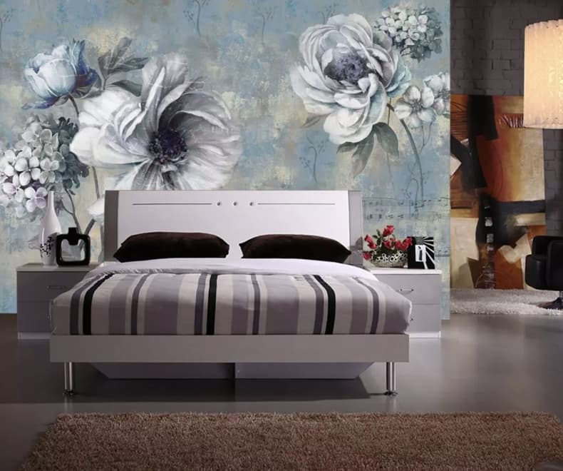 Light Floral with Music Notes Wallpaper Mural