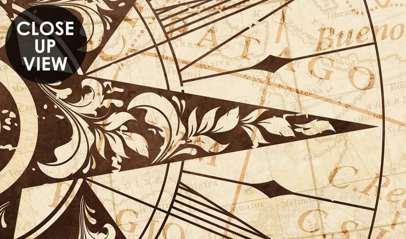 Vintage Map with Compass Wallpaper Mural