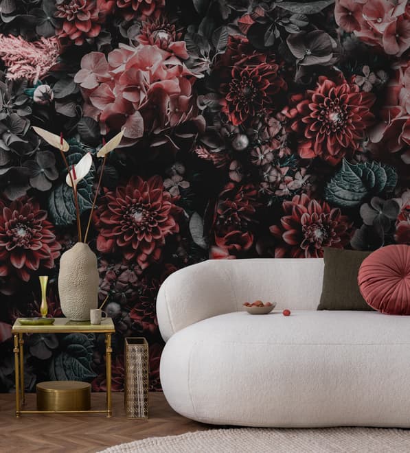 Dark Floral Wallpaper Mural