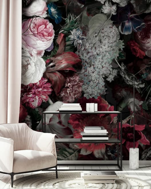 Red Floral Bouqet Wallpaper Mural