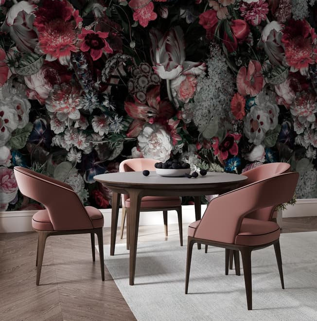 Red Floral Bouqet Wallpaper Mural