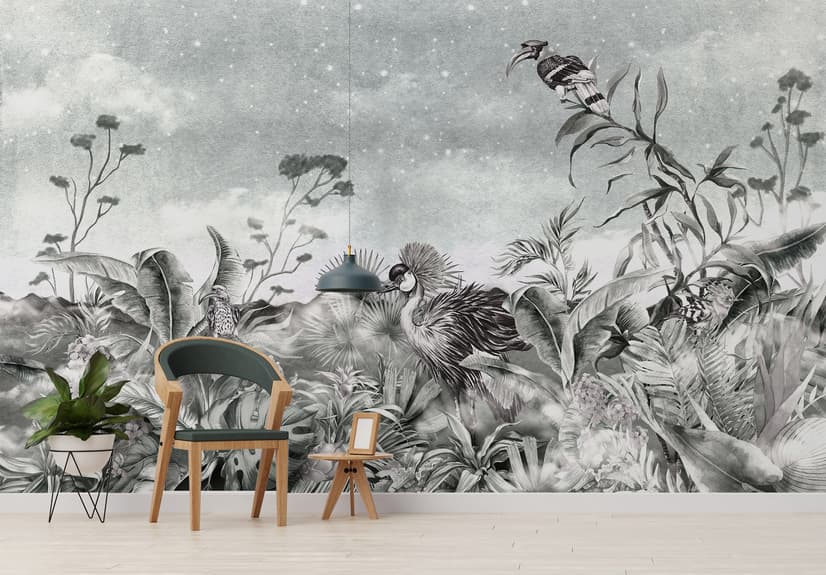 Vintage Historic Paradise Bird Art Wallpaper Mural