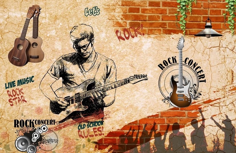 Rock Music Guitar Boy Wallpaper Mural