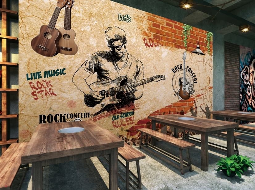 Rock Music Guitar Boy Wallpaper Mural