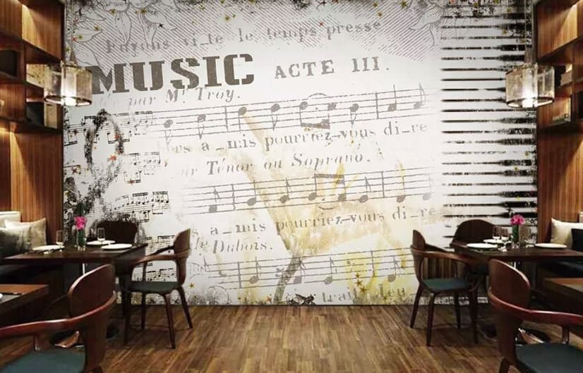 Nostalgic Beige Music Notes Wallpaper Mural