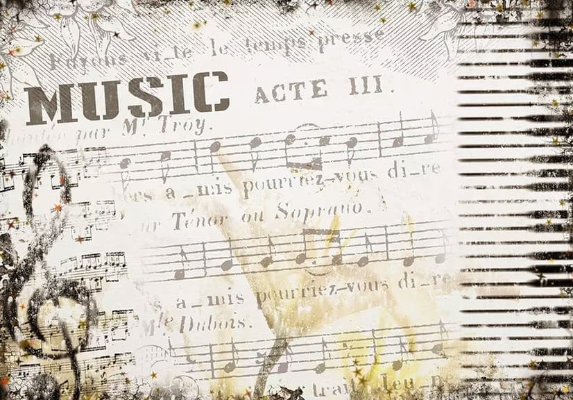 Nostalgic Beige Music Notes Wallpaper Mural