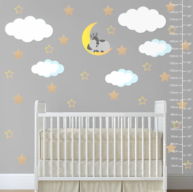 White Cloud and Stars Wall Decal Sticker