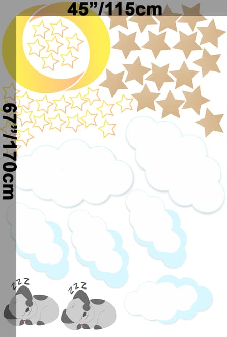White Cloud and Stars Wall Decal Sticker