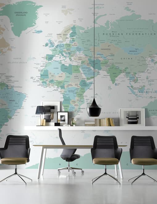 Green Political World Map Wallpaper Mural