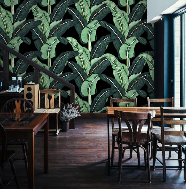 Exotic Banana Leaf Wallpaper Mural
