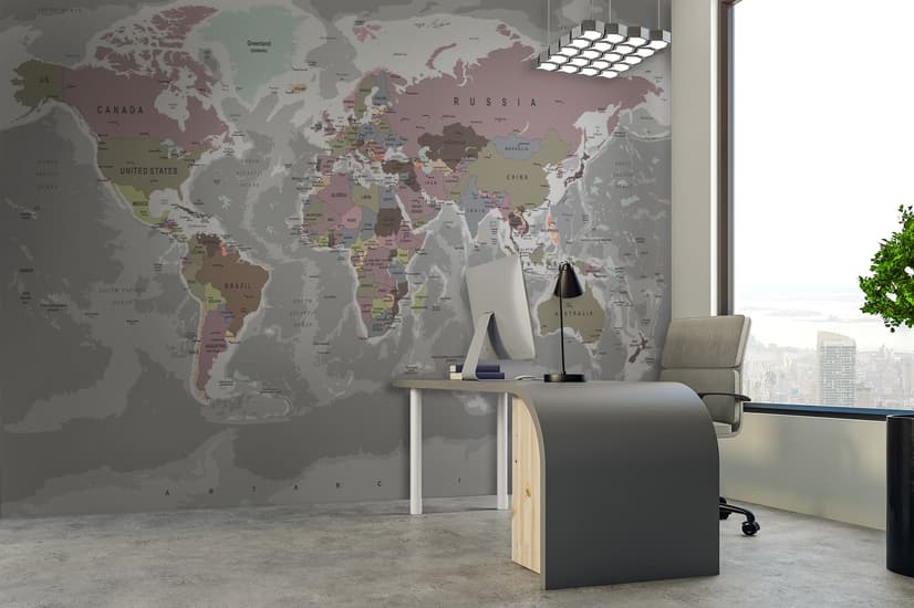 Soft Colorful Political World Map Wallpaper Mural