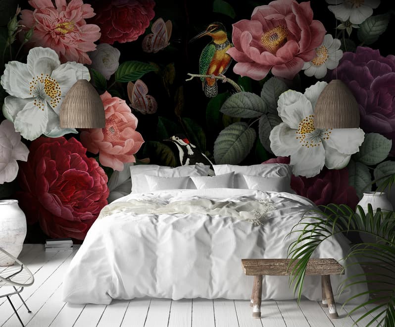 Colorful Peony Floral Bouqet Wallpaper Mural