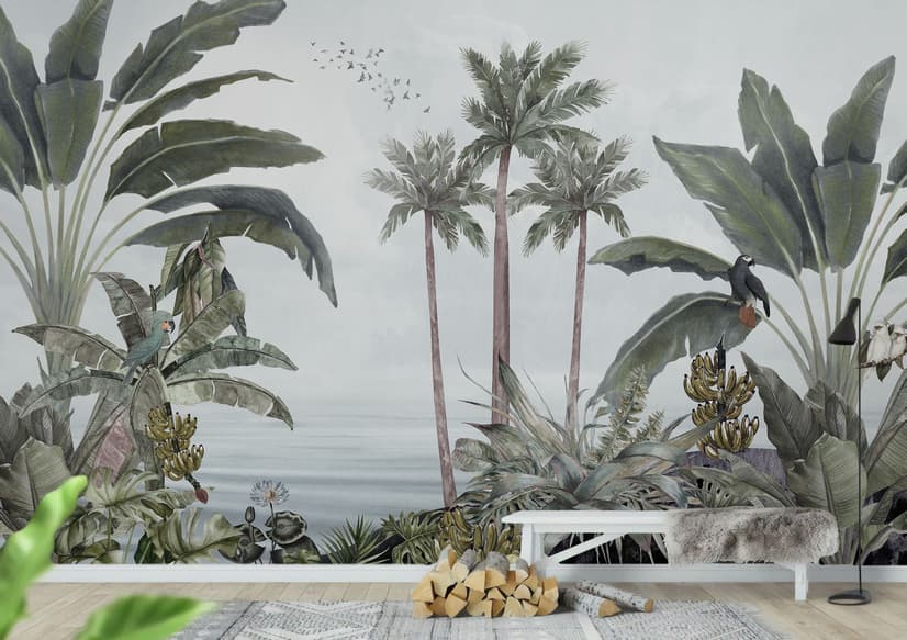 Exotischer Wald am Meer Fototapete
