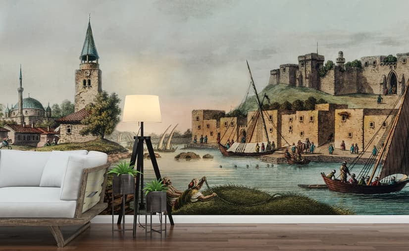 Historical City Wall on Seaside Wallpaper Mural