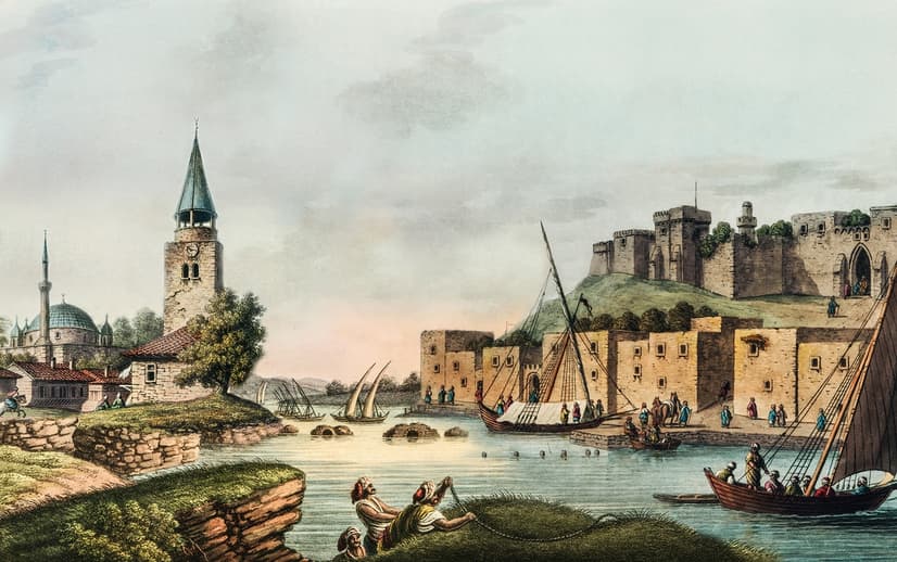 Papier peint panoramique remparts historiques au bord de mer